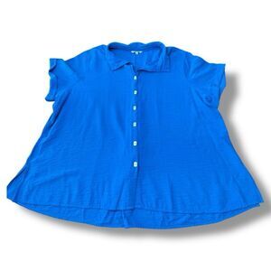 John Mark Royal Blue Blouse Button Up Career Office Professional Women’s Size 3X